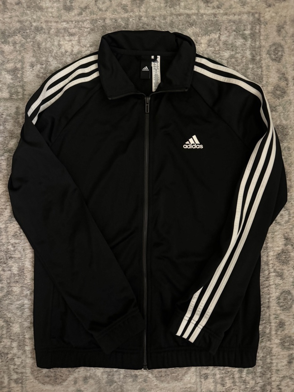 adidas Black Track Jacket with White Three-Stripes